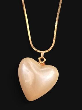 Pearlescent Heart Pendant on Dainty Gold Chain
